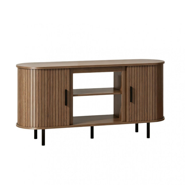 55" Brown Wood Fireplace TV Stand With Fireplace HomeRoots