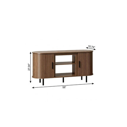 55" Brown Wood Fireplace TV Stand With Fireplace HomeRoots