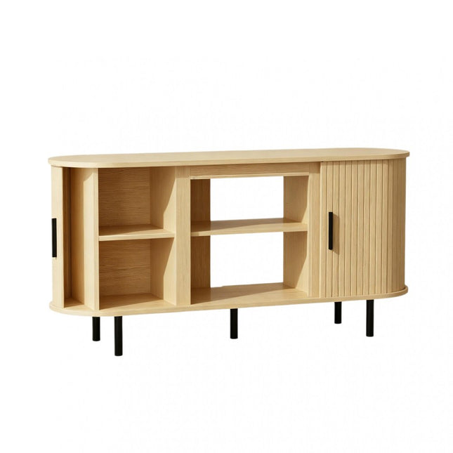 55" Beige Wood Fireplace TV Stand With Fireplace HomeRoots