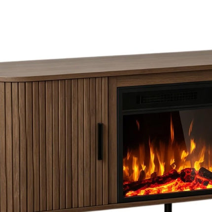 65" Brown Wood Fireplace TV Stand With Fireplace HomeRoots