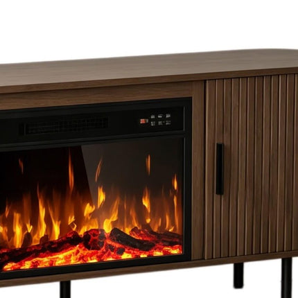 65" Brown Wood Fireplace TV Stand With Fireplace HomeRoots