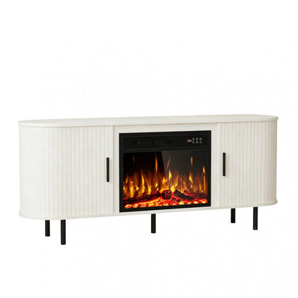 65" White Wood Fireplace TV Stand With Fireplace HomeRoots