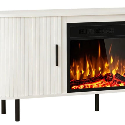 65" White Wood Fireplace TV Stand With Fireplace HomeRoots
