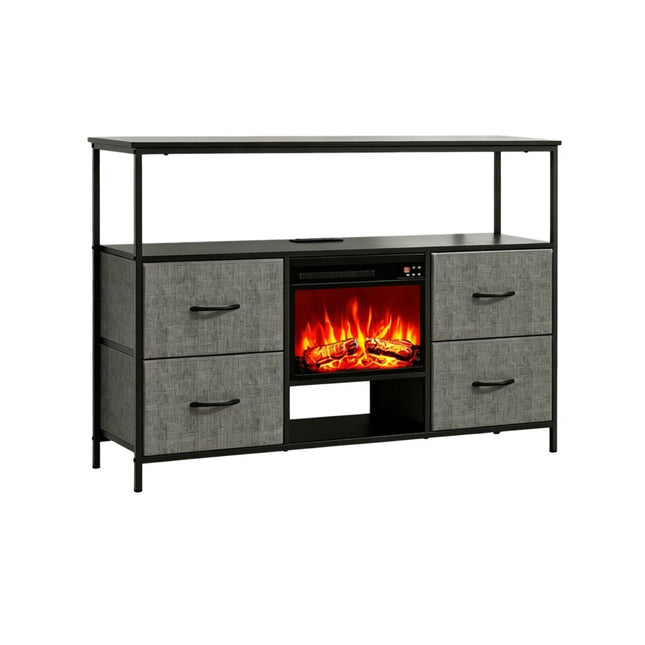 43" Black Wood Fireplace TV Stand With Fireplace HomeRoots