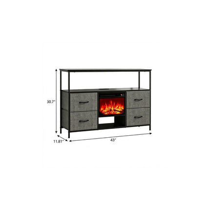 43" Black Wood Fireplace TV Stand With Fireplace HomeRoots