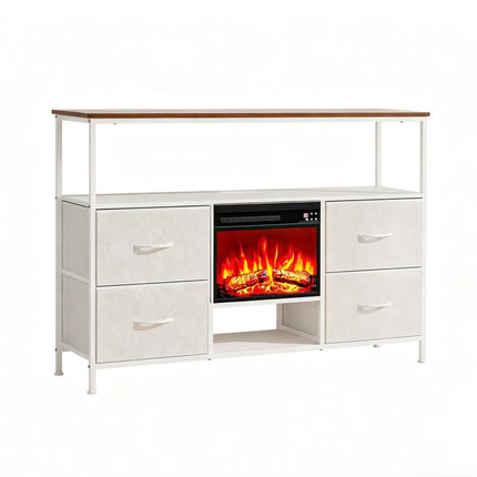 43" White Wood Fireplace TV Stand With Fireplace HomeRoots