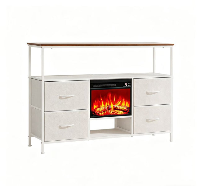 43" White Wood Fireplace TV Stand With Fireplace HomeRoots
