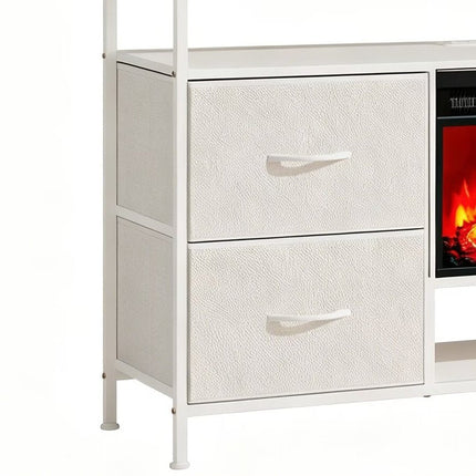 43" White Wood Fireplace TV Stand With Fireplace HomeRoots