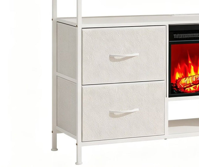 43" White Wood Fireplace TV Stand With Fireplace HomeRoots