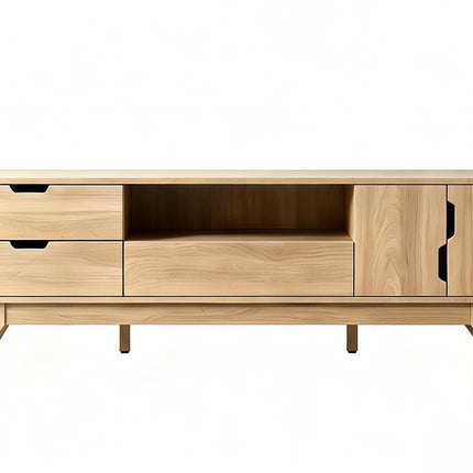62" Beige Wood Enclosed and Open Storage TV Stand With Fireplace HomeRoots