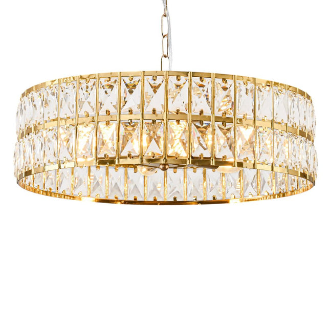 Black Kitchen Island Six Light Crystal and Rope Beveled Glass Flush Chandelier With Gold Shades HomeRoots