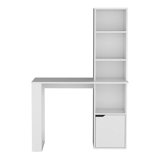 39" White Wood Pedestal Computer Desk With Hutch HomeRoots