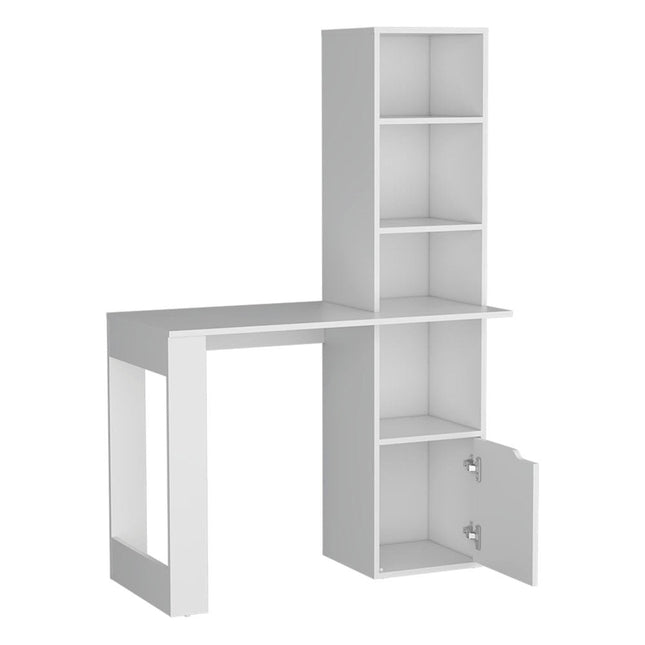 39" White Wood Pedestal Computer Desk With Hutch HomeRoots