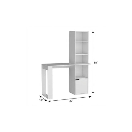 39" White Wood Pedestal Computer Desk With Hutch HomeRoots