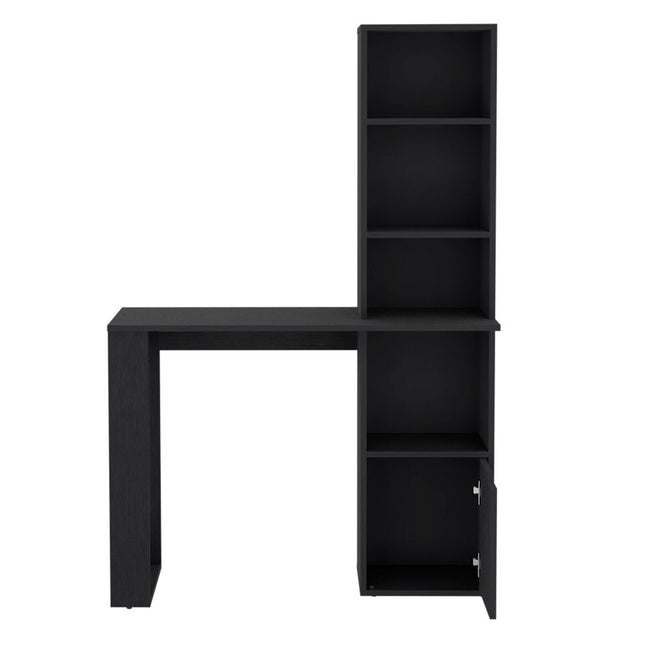 39" Black Wood Pedestal Computer Desk With Hutch HomeRoots