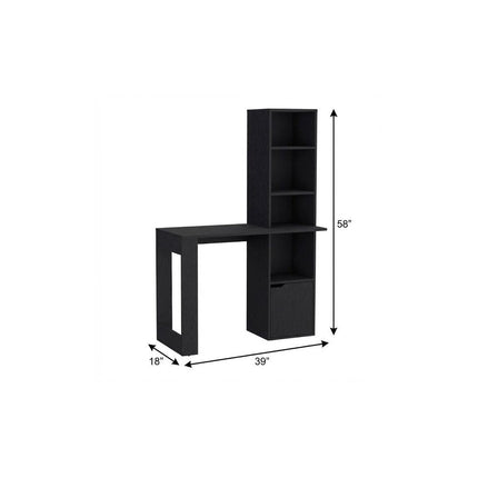 39" Black Wood Pedestal Computer Desk With Hutch HomeRoots
