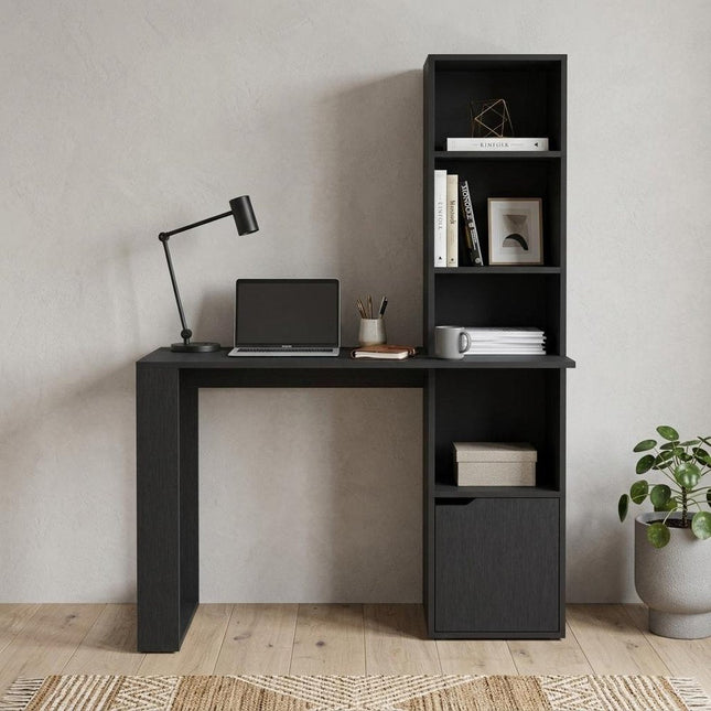 39" Black Wood Pedestal Computer Desk With Hutch HomeRoots