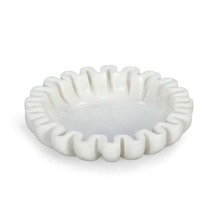 6" White Marble Handmade Scalloped Trinket Tray HomeRoots