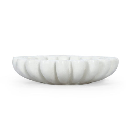 6" White Marble Handmade Scalloped Trinket Tray HomeRoots