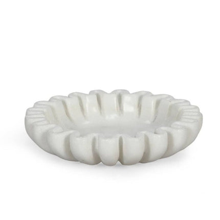 6" White Marble Handmade Scalloped Trinket Tray HomeRoots