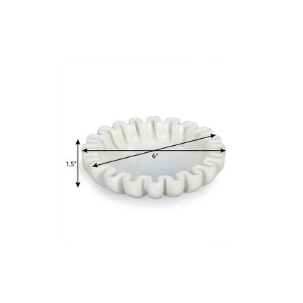6" White Marble Handmade Scalloped Trinket Tray HomeRoots