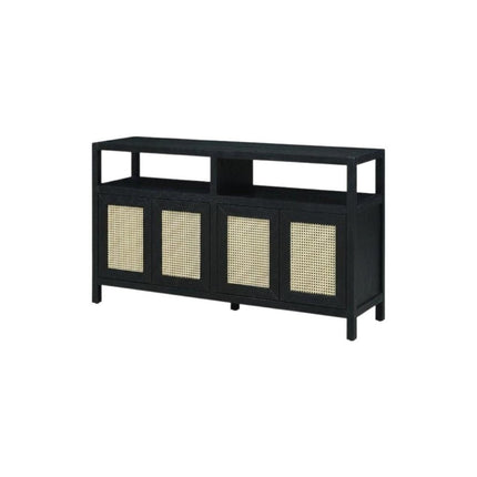 60" Black Wood Buffet Table With Four Doors HomeRoots