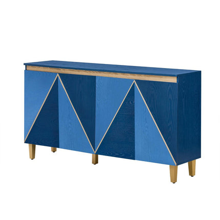 60" Navy Blue Wood Buffet Table With Four Doors HomeRoots