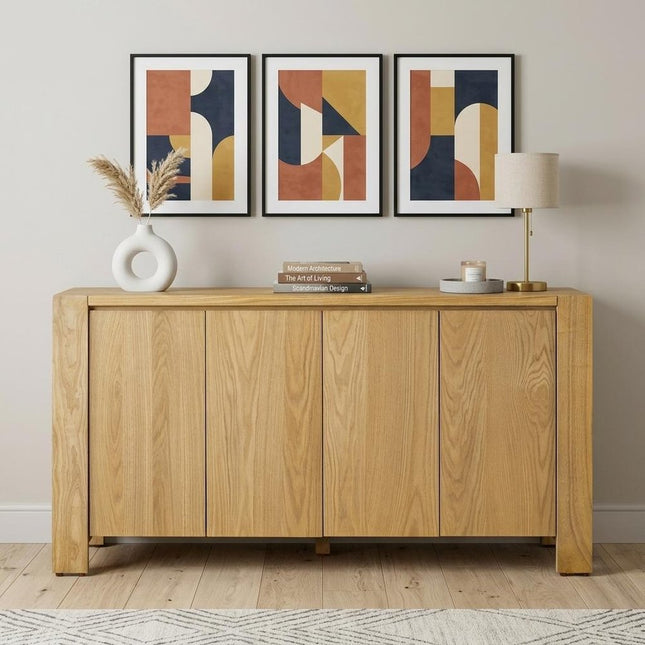 59" Natural Wood Buffet Table With Four Doors HomeRoots