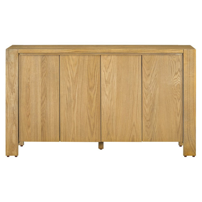 59" Natural Wood Buffet Table With Four Doors HomeRoots