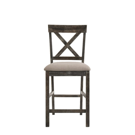 ACME 73832 Martha II Counter Height Chair (Set-2), Tan Linen & Weathered Gray