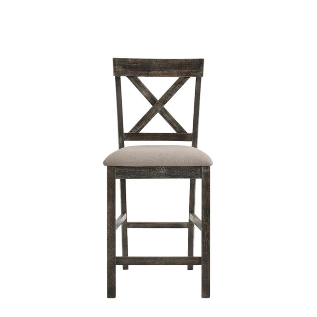 ACME 73832 Martha II Counter Height Chair (Set-2), Tan Linen & Weathered Gray
