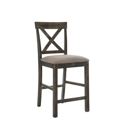 ACME 73832 Martha II Counter Height Chair (Set-2), Tan Linen & Weathered Gray