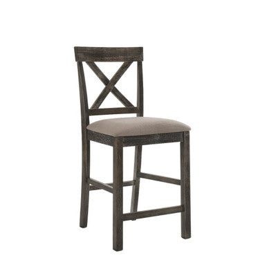 ACME 73832 Martha II Counter Height Chair (Set-2), Tan Linen & Weathered Gray ACME Furniture