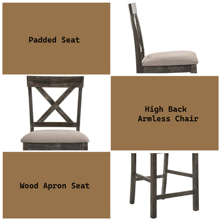 ACME 73832 Martha II Counter Height Chair (Set-2), Tan Linen & Weathered Gray