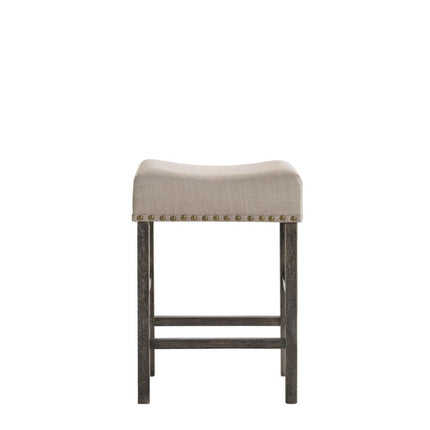ACME 73833 Martha II Counter Height Stool (Set-2), Tan Linen & Weathered Gray
