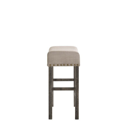 ACME 73833 Martha II Counter Height Stool (Set-2), Tan Linen & Weathered Gray
