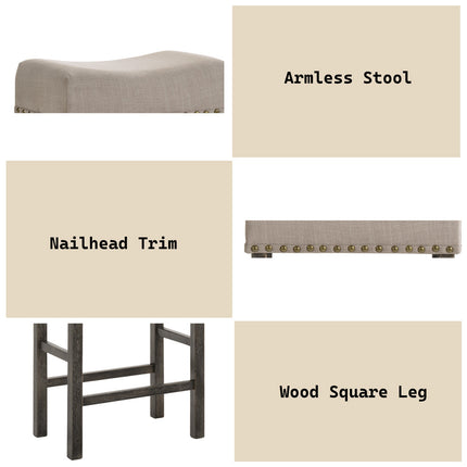 ACME 73833 Martha II Counter Height Stool (Set-2), Tan Linen & Weathered Gray