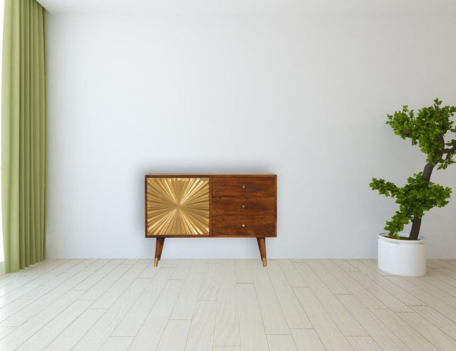 33" Brown Solid Wood Four Drawer Sideboard HomeRoots