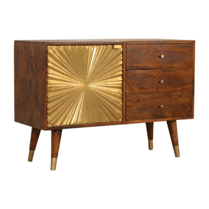 33" Brown Solid Wood Four Drawer Sideboard HomeRoots