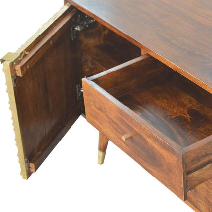 33" Brown Solid Wood Four Drawer Sideboard HomeRoots