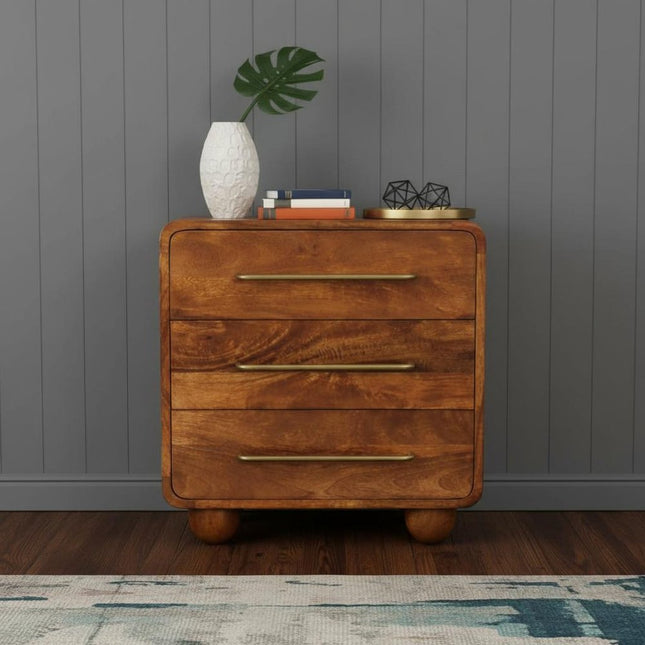 22" Brown Solid Wood Three Drawer Sideboard HomeRoots