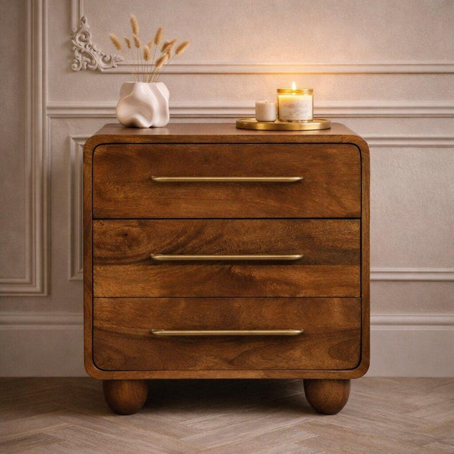 22" Brown Solid Wood Three Drawer Sideboard HomeRoots