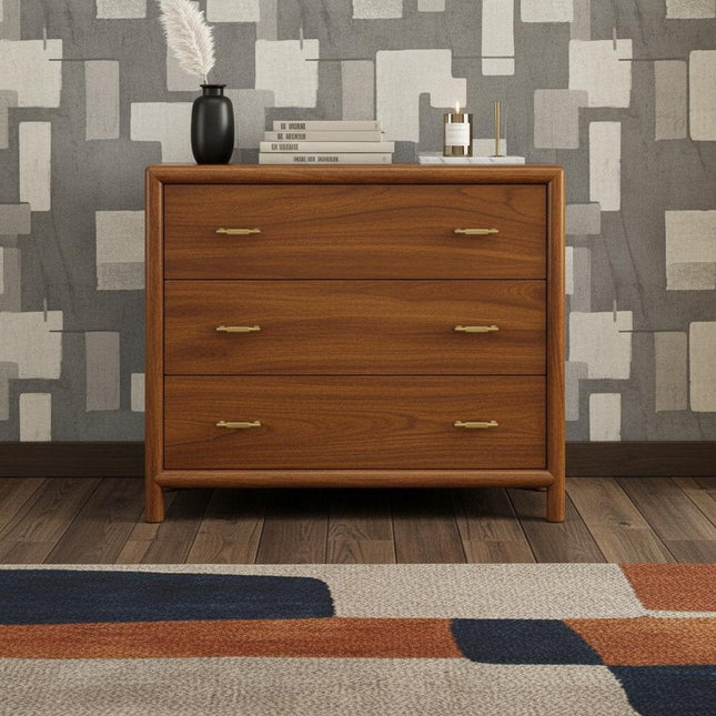30" Brown Solid Wood Three Drawer Sideboard HomeRoots