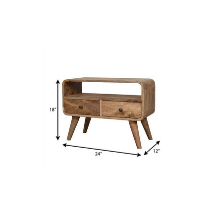 24" Brown Solid Wood Enclosed and Open Storage TV Stand HomeRoots