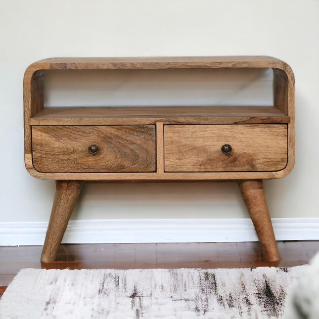 24" Brown Solid Wood Enclosed and Open Storage TV Stand HomeRoots