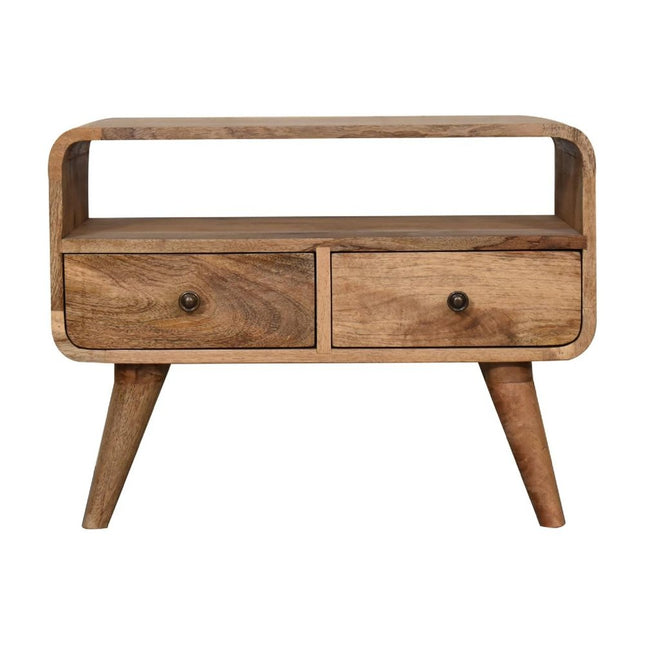 24" Brown Solid Wood Enclosed and Open Storage TV Stand HomeRoots