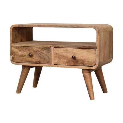 24" Brown Solid Wood Enclosed and Open Storage TV Stand