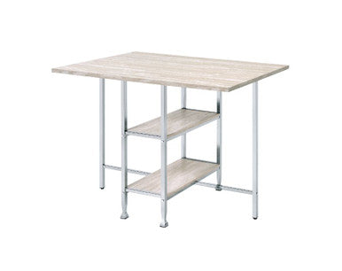 ACME 74005 Raine Counter High Table, Antique White & Chrome Finish ACME Furniture