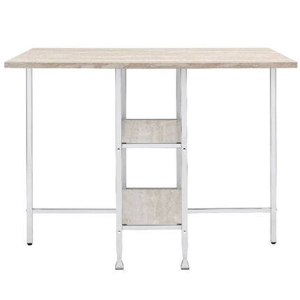 ACME 74005 Raine Counter High Table, Antique White & Chrome Finish