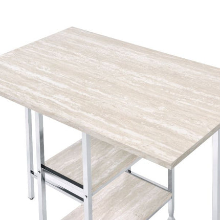ACME 74005 Raine Counter High Table, Antique White & Chrome Finish